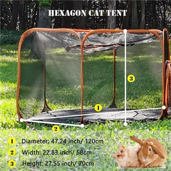 6-in-1 Outdoor Cat Tent with Cat Tunnel, Cat Playpen Play Tents - Picture 4 of 6